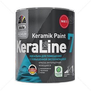 Краска для стен и потолков моющаяся Dufa Premium KeraLine Keramik Paint 7 матовая прозрачная база 3 0,9 л.