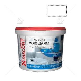 Краска интерьерная моющаяся водно-дисперсионная полиакриловая Ореол Дисконт белая матовая 13 кг. 